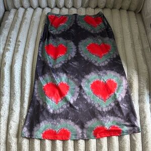 Heart Patterned Skirt - Red and Green